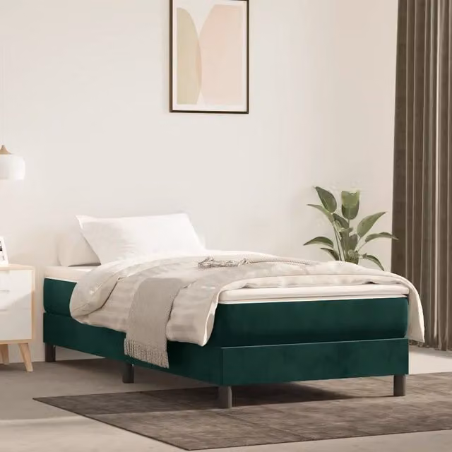 Giroletto a Molle con Materasso-Struttura Letto Verde Scuro 120x200 cm Velluto