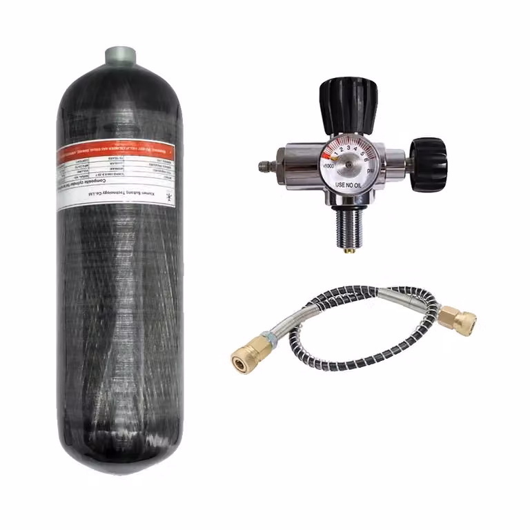 Cilindro in fibra di carbonio ad alta pressione, volume 6,8L, pressione di esercizio 300 BAR, 6,8L con valvola C