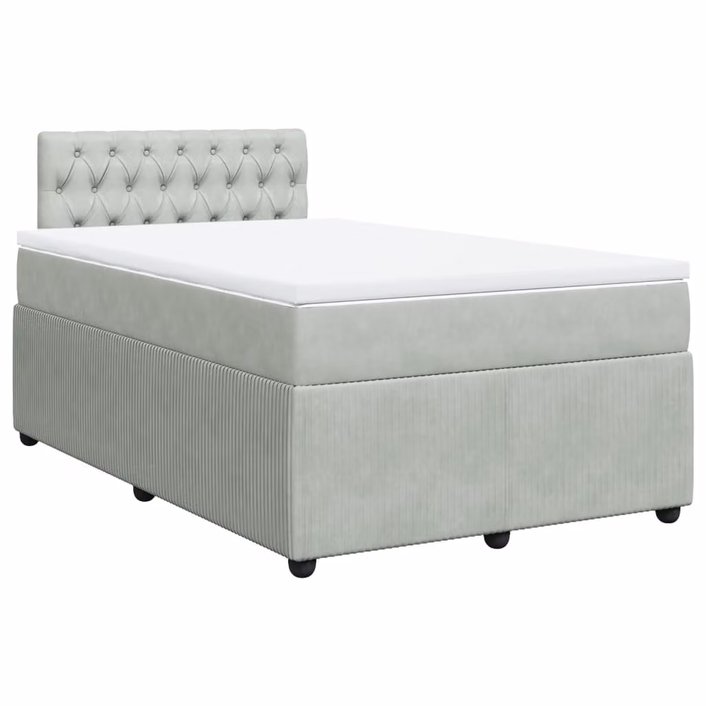Giroletto a Molle con Materasso Grigio Chiaro 120x190cm Velluto