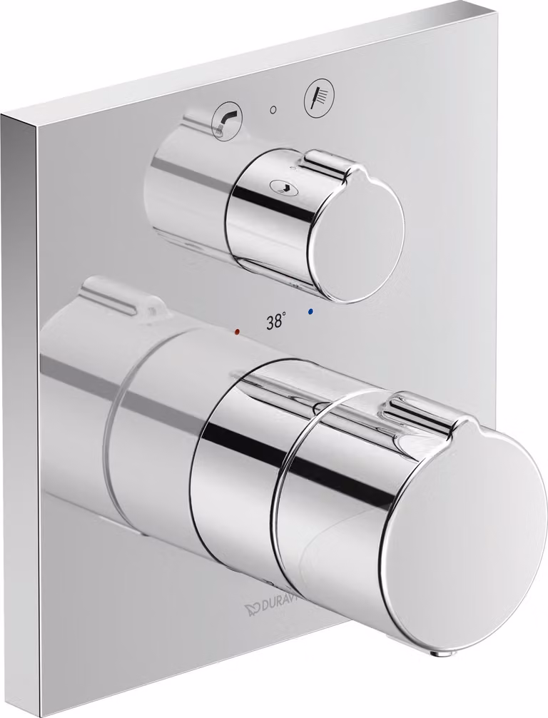 Duravit C.1 thermostat de baignoire encastré, rosace carrée, avec robinet darrêt et inverseur, C15200013010, C15200013010