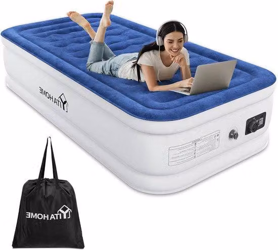 Materasso gonfiabile autonomo per 1 persona con pompa, ideale per il campeggio