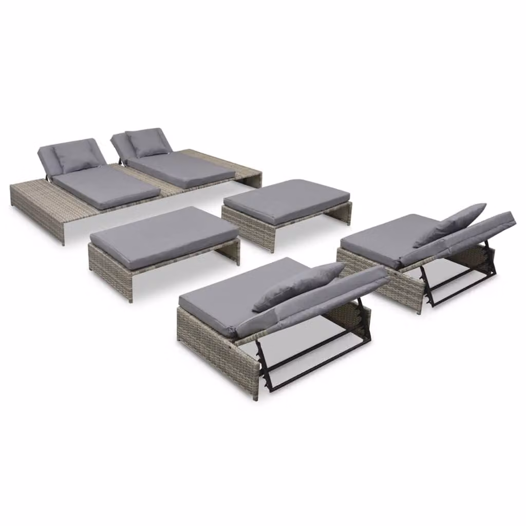 vidaXL set da giardino 5 pezzi con cuscini in rattan grigio