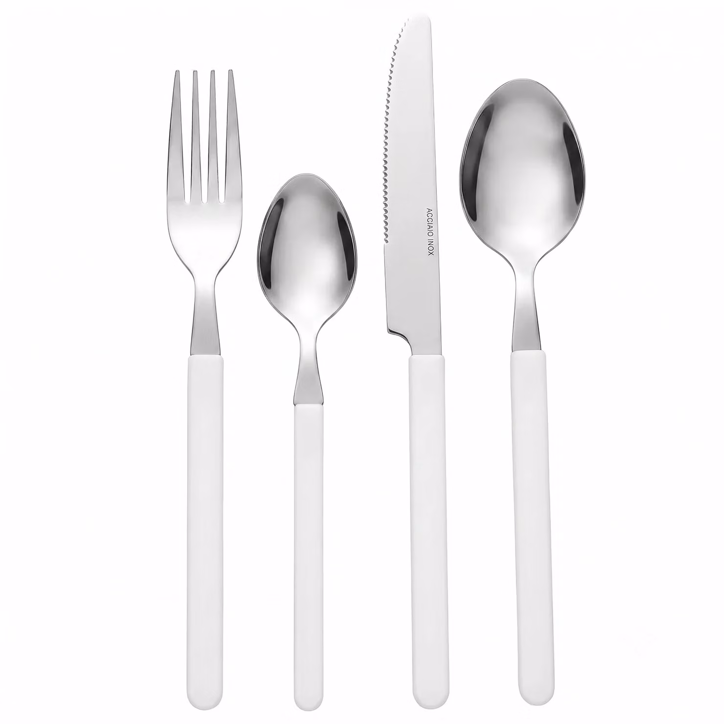 GUSTO CASA Servizio Posate Calendula Bianco 16 Pezzi in Acciaio Inox con Contenitore e Finitura Opaca – 1