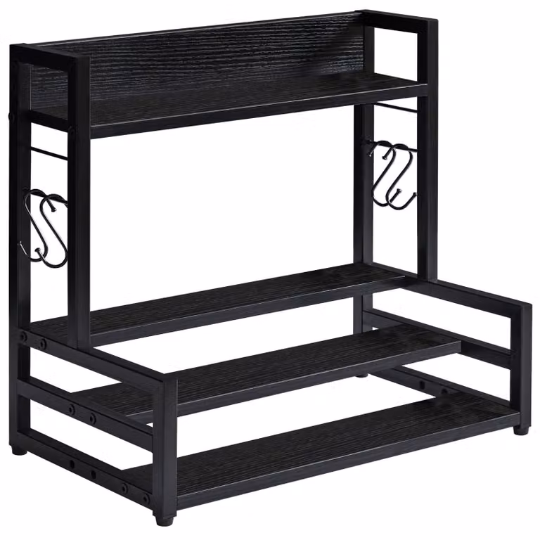 Solidchoice - Scaffale da cucina a 4 ripiani con 4 ganci, regolabile