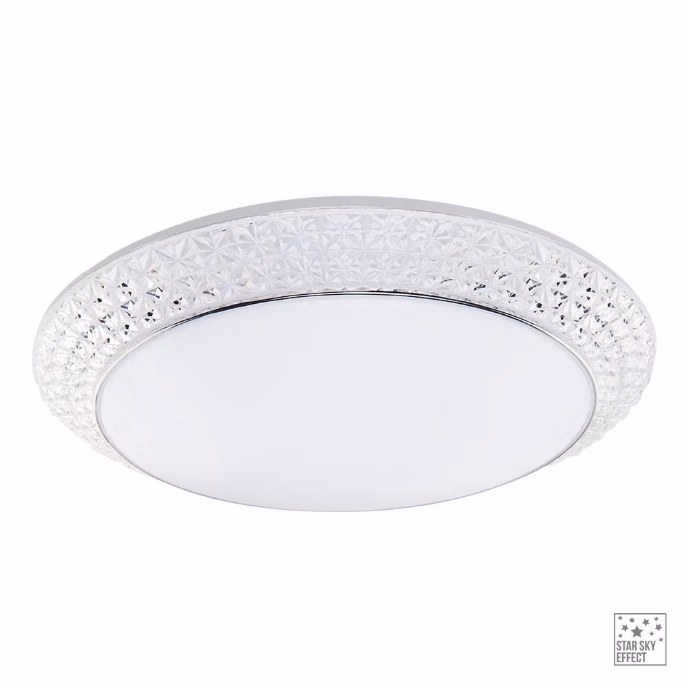 Plafoniera LED OMNIA 36W 4000K bianco cromo con cristalli Ø51cm H:13cm