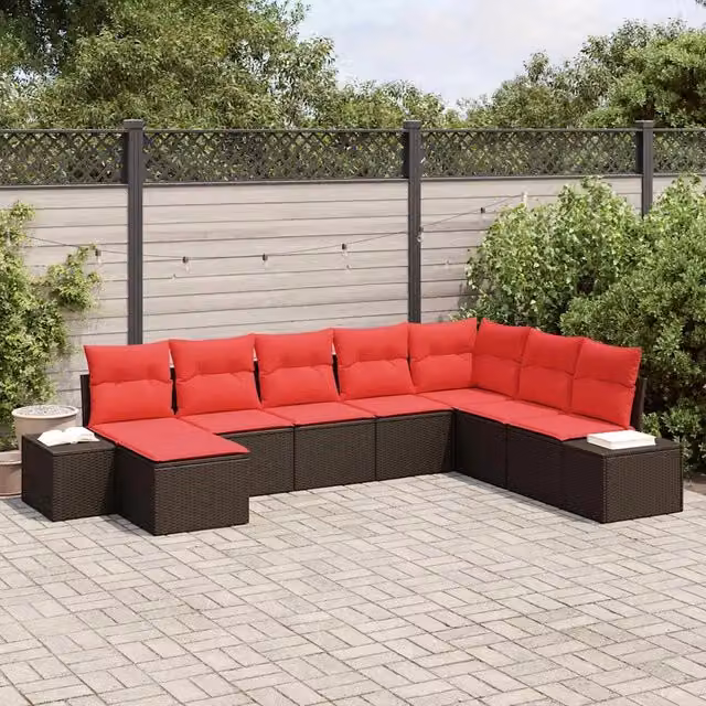 Set Divano da Giardino 8 pz Marrone polyrattan 3347184