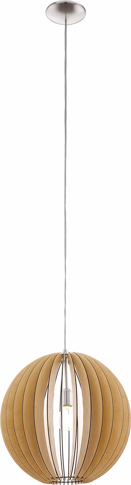 Lampadario A Sospensione Contemporaneo Cossano Acciaio Nichel Legno 1 Luce E27