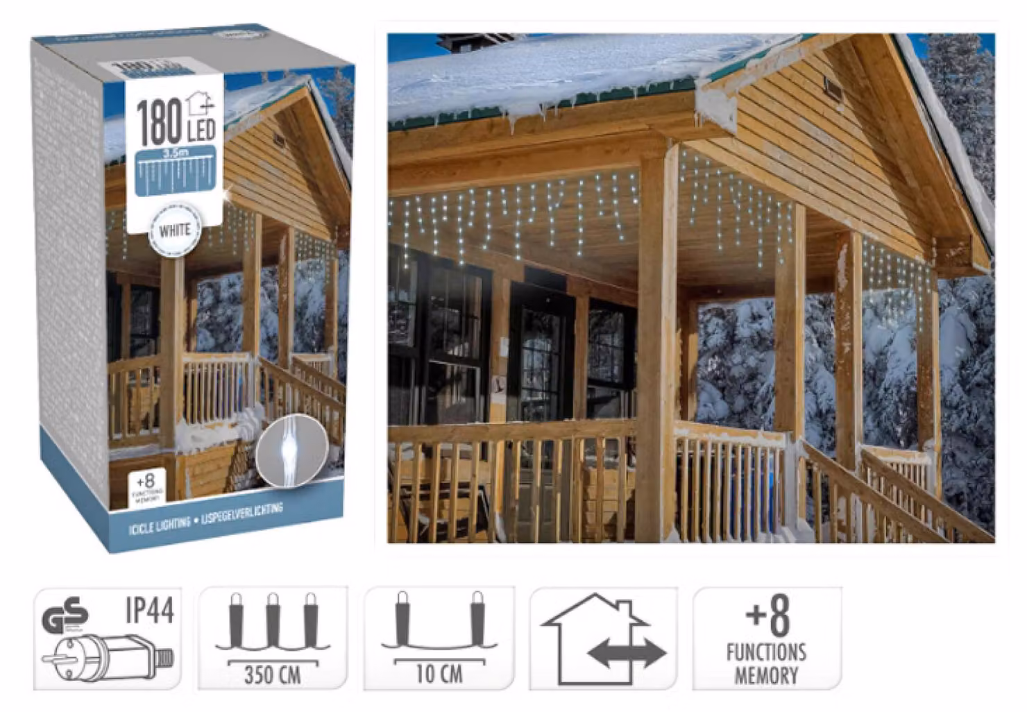 Lampada a ghiacciolo da 3,5 m, 180 LED - Bianco freddo