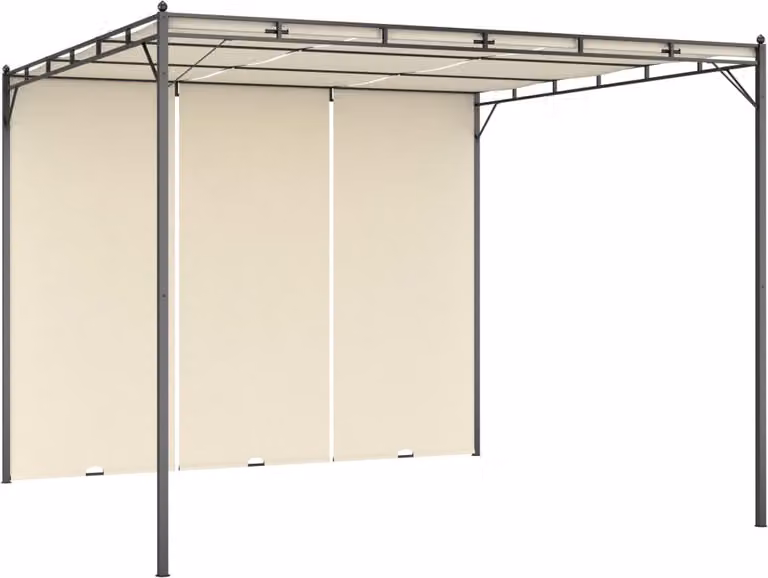 Padiglione da giardino The Living Store con tenda laterale 3x3x2,25 m crema