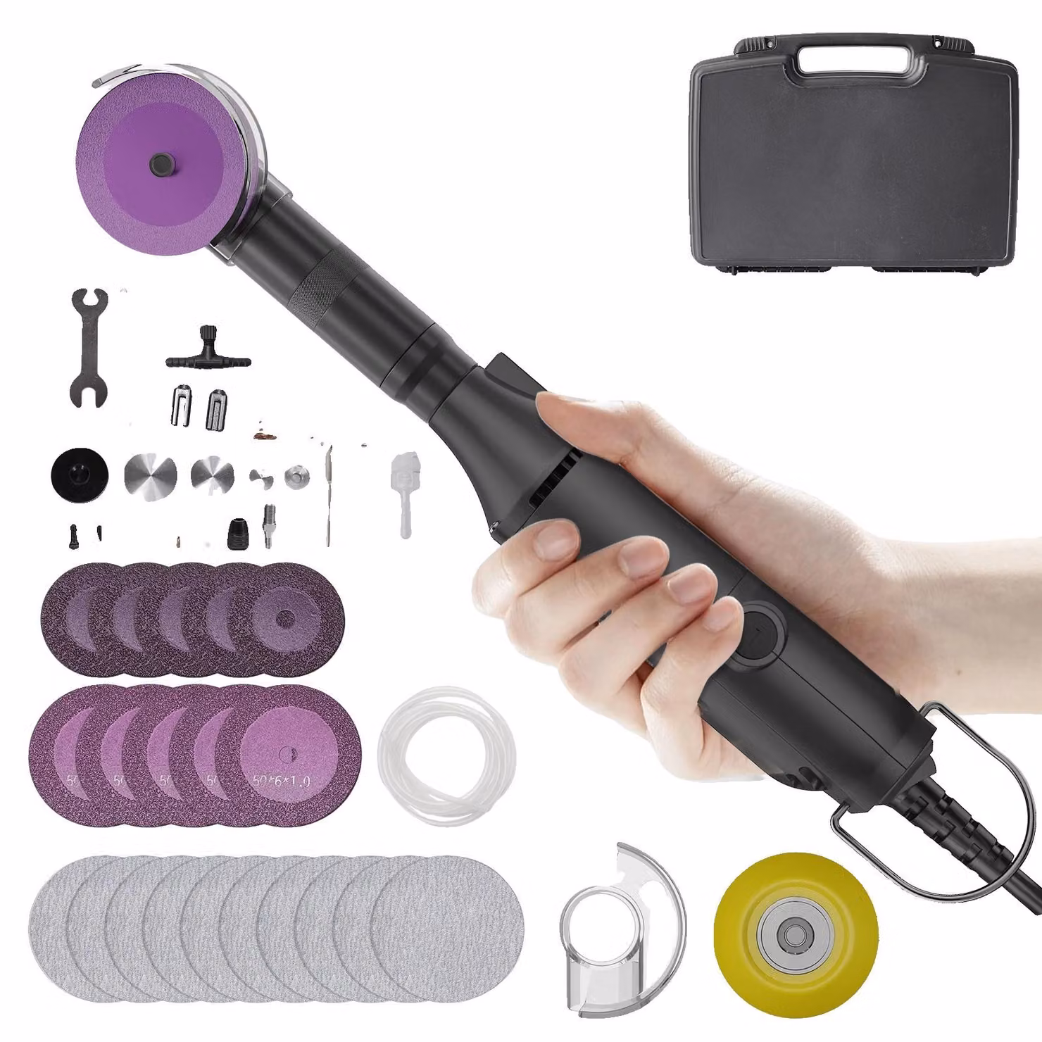 Smerigliatrice angolare elettrica con 6 livelli di velocità, 15.000 giri al minuto, colore nero