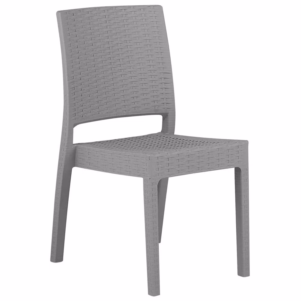 Set di 2 sedie da giardino impilabili BELIANI in materiale sintetico resistente alle intemperie e ai raggi UV, colore grigio, design moderno per esterno – 2