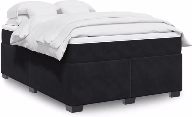 Giroletto a Molle con Materasso Nero 140x190 cm in Velluto 3285283