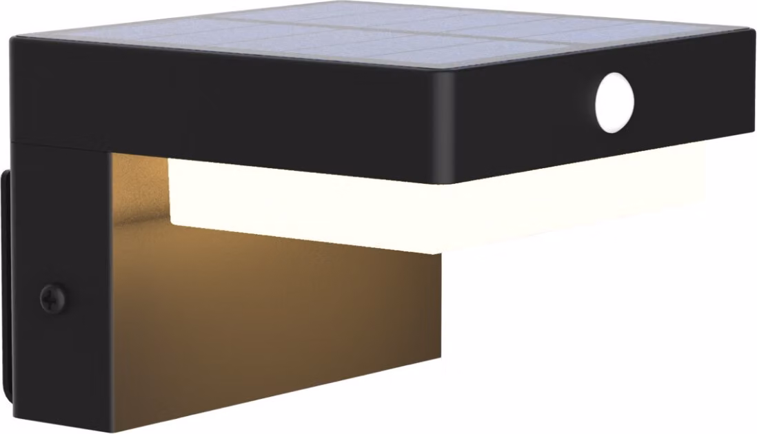 Applique da esterno a energia solare moderna con batteria integrata, LED da 4,5 W, luce a temperatura neutra, sensore di movimento PIR e sensore crepuscolare, grado di protezione IP44, MALI Polux