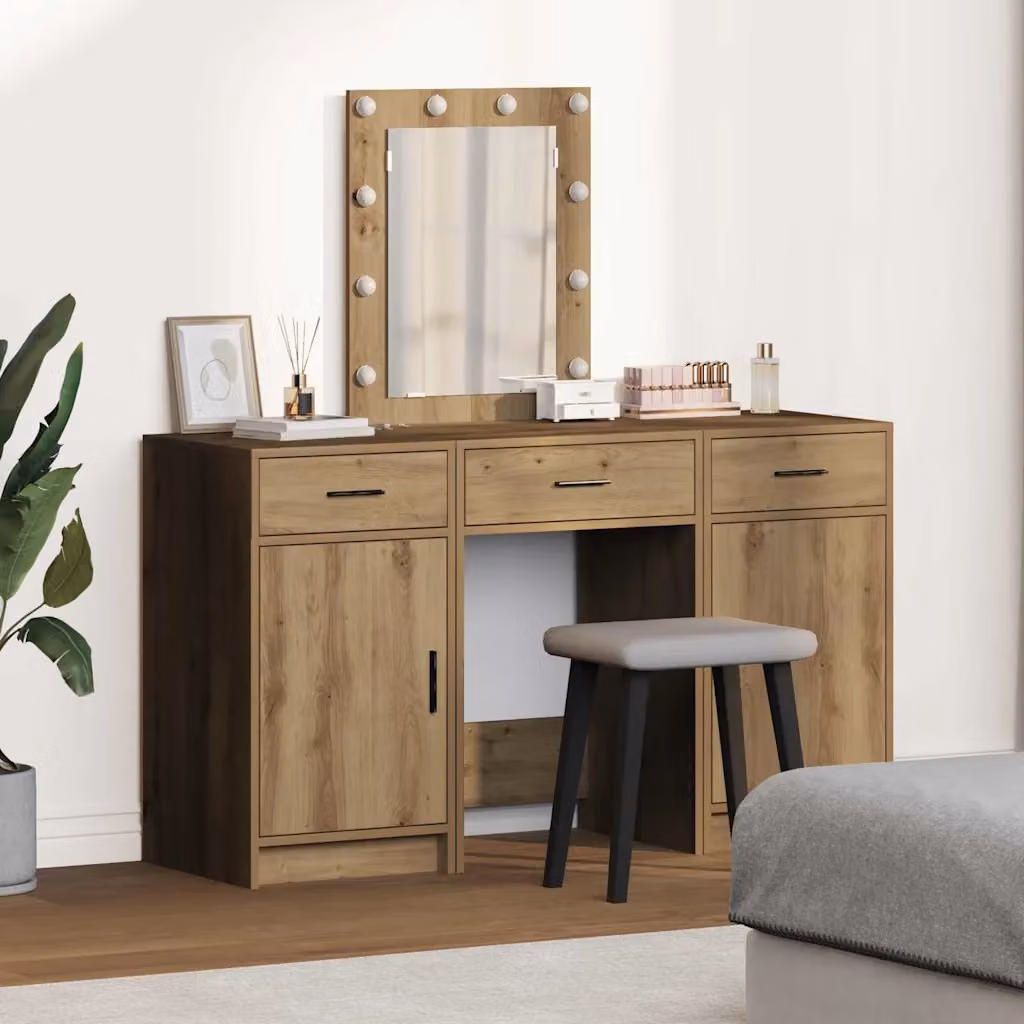 vidaXL Tavolo da Trucco Moderno in Legno Marrone L: 50 cm, P: 41 cm, H: 135 cm