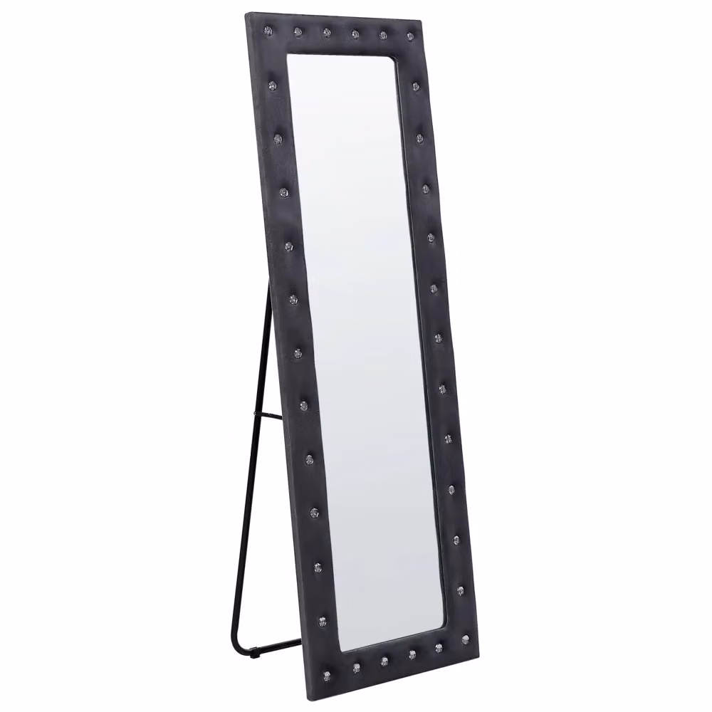 Specchio da terra BELIANI con cornice decorativa in velluto grigio e strass, design glamour, L: 50 cm, H: 150 cm – 2