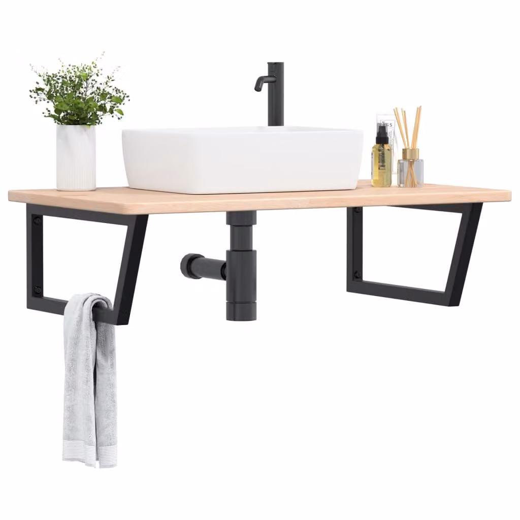 vidaXL Ripiano a Parete per Lavabo in Rovere e Metallo Nero e Marrone