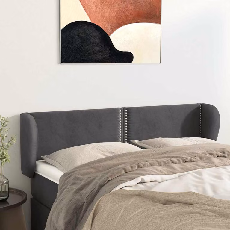 Testiera ad orecchio vidaXL in velluto grigio scuro L: 147 cm, P: 23 cm, H: 78-88 cm