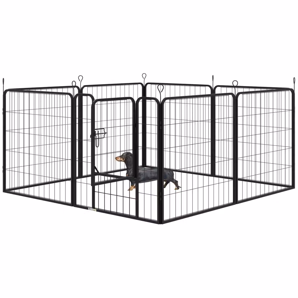 Recinto per cani Minimal con 8 pannelli e porta in metallo nero L/P/H: 80 x 80 cm – 2