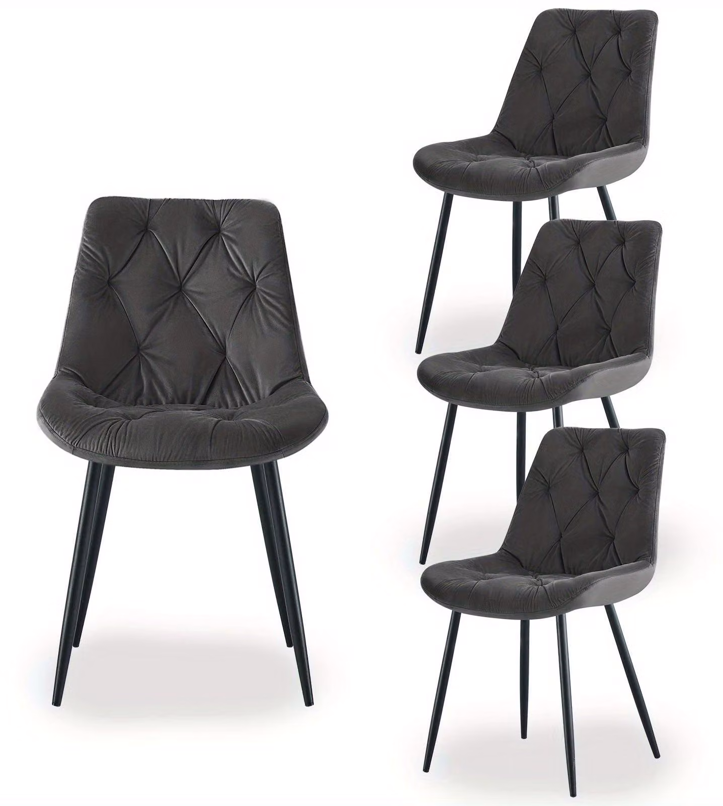 Sedia da pranzo - Sedia a forma di conca in stile retrò, con rivestimento in velluto morbido e schienale imbottito, ideale per il soggiorno