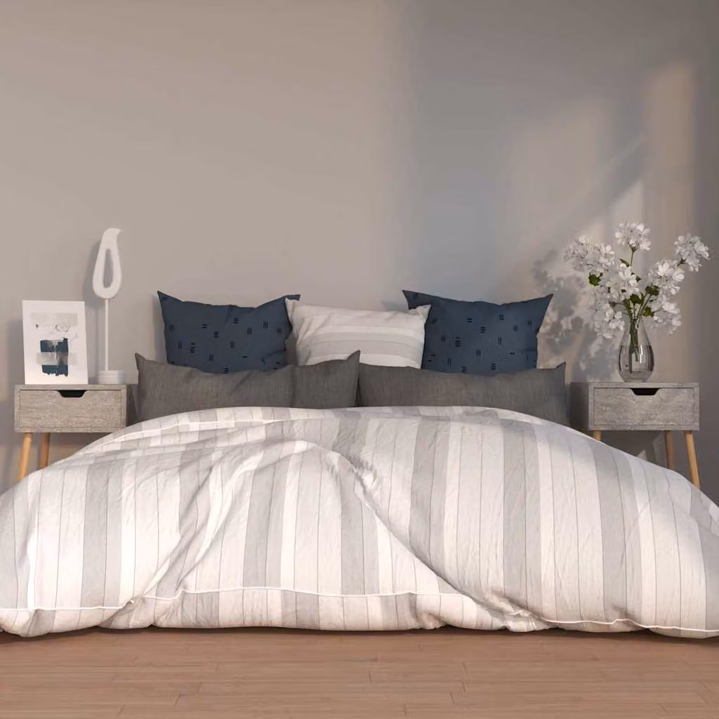 Set di 2 comodini moderni vidaXL in legno multistrato e MDF, colore grigio cemento, L/P/H: 40 x 40 x 56 cm