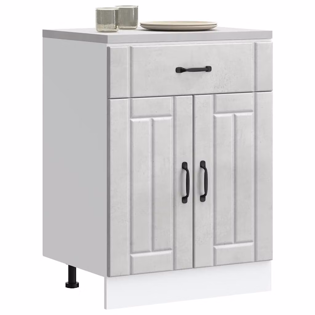 Base da cucina vidaXL Lucca Grigio Cemento in legno e MDF con ante a battente L/P/H: 60,0 x 46,0 x 81,5 cm