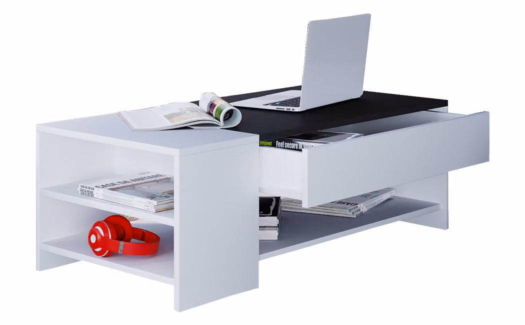 Tavolino in legno semplice | Dimensioni ca. H. 35 x W. 100 x D. 50 cm | Tavolo soggiorno con cassetto - Tindus