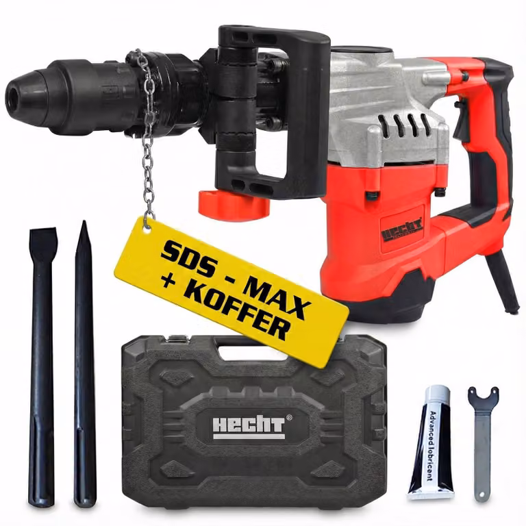 HECHT 1090 martello a scalpello SDS Max | 1300 W | 2 spazzole di carbone | 15 J | con valigetta e molti accessori