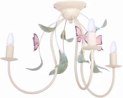 Plafoniera Luminex Summer multicolore con decorazione a farfalle, L: 60 cm, P: 38 cm, H: 45 cm, 3x E14