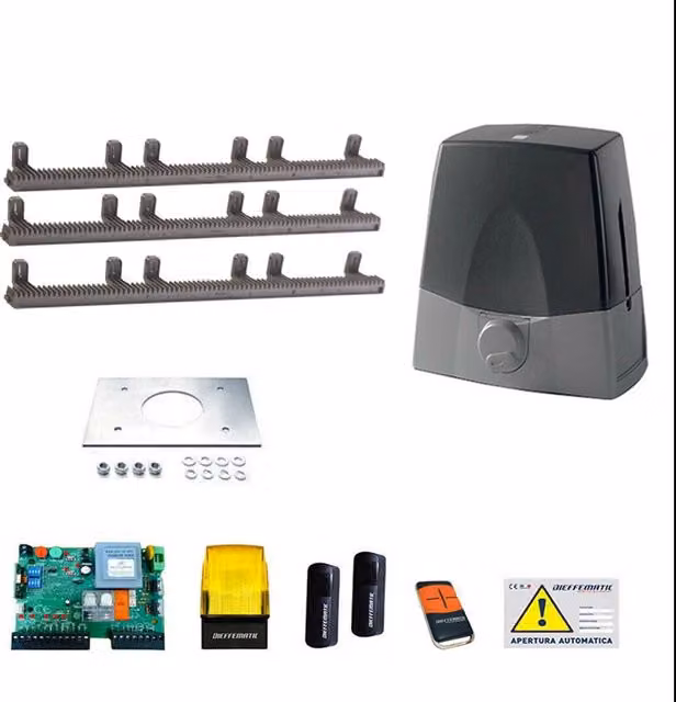 KIT MOTORE 1000KG SCORREVOLE AUTOMATICO CON 3 MT CREMAGLIERA NYLON 230V KV10