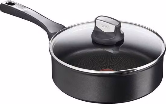 Pentola Senza Limiti 24 cm - Rivestimento Antiaderente in Titanio Resistente ai Grattini - Segnale Termico - Induzione - Fornello Induzione Nero