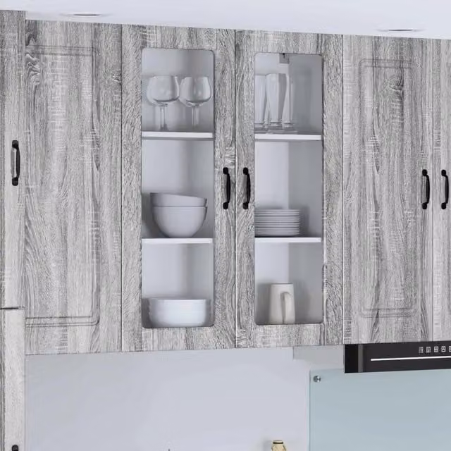 Pensile da parete vidaXL per cucina e soggiorno, moderno, colore grigio, L 80 x P 31 x H 100 cm