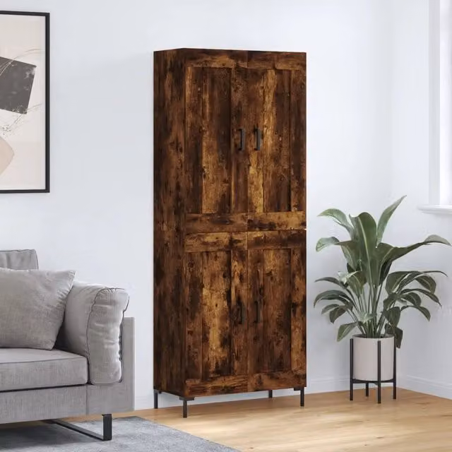 Credenza in stile industriale vidaXL in legno e metallo color marrone L: 69,5 cm, P: 34 cm, H: 180 cm – 1