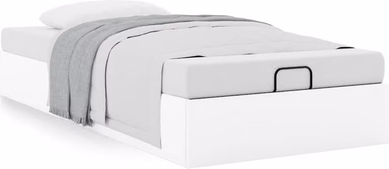 Struttura Letto Pouf senza Materasso Bianco 90x200cm Pelle finta