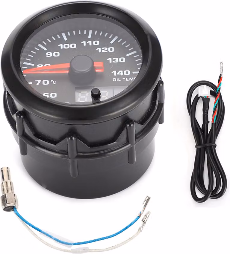 indicatore di temperatura dell'olio per auto da 2 pollici e 52 mm Indicatore di temperatura a LED a 7 colori con sensore