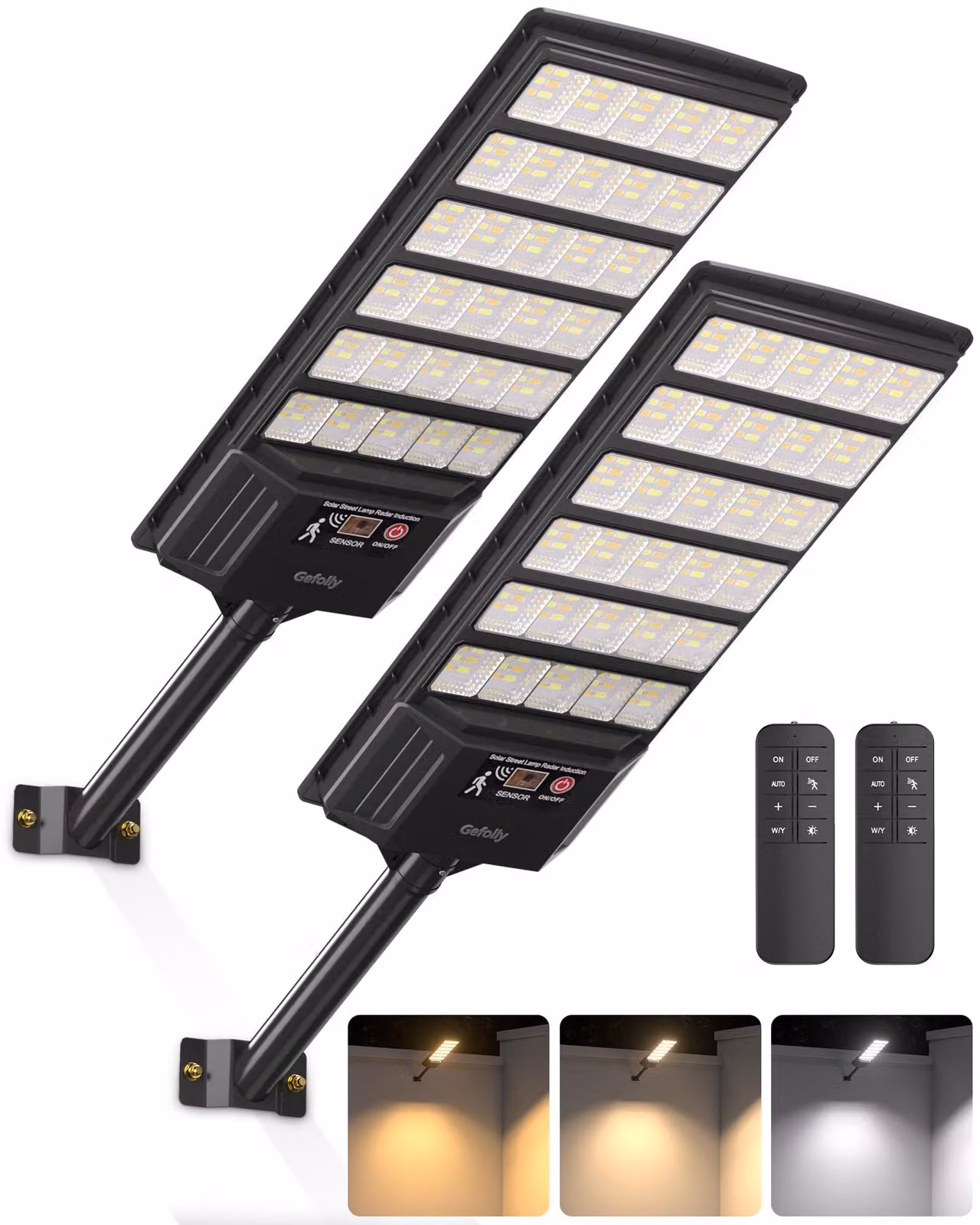 Lampioni solari, confezione da 2, grado di protezione IP67, batteria da 5000 mAh, 5 file di LED, illuminazione per 100 m²