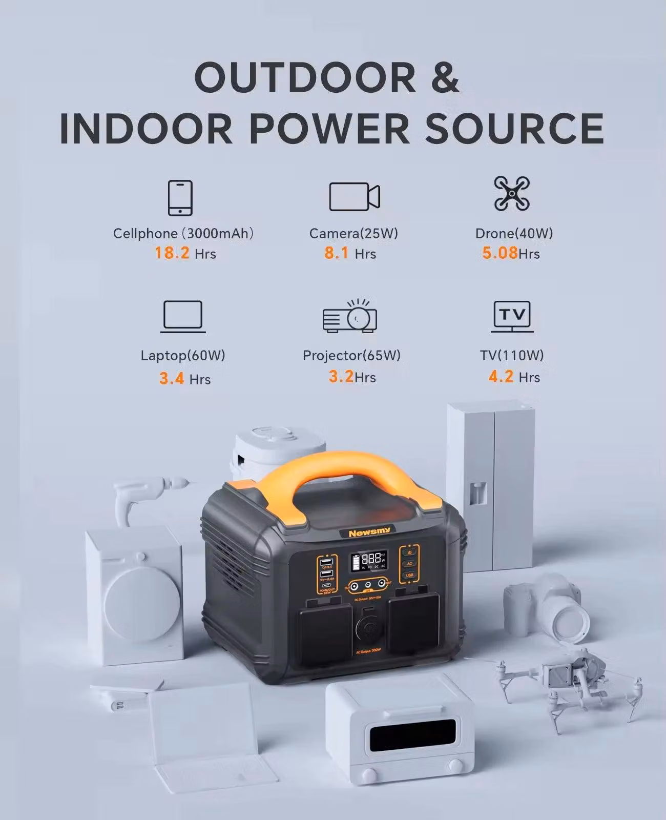Power bank - Batteria portatile - Alimentazione di emergenza - Generatore solare - Potenza: 300W