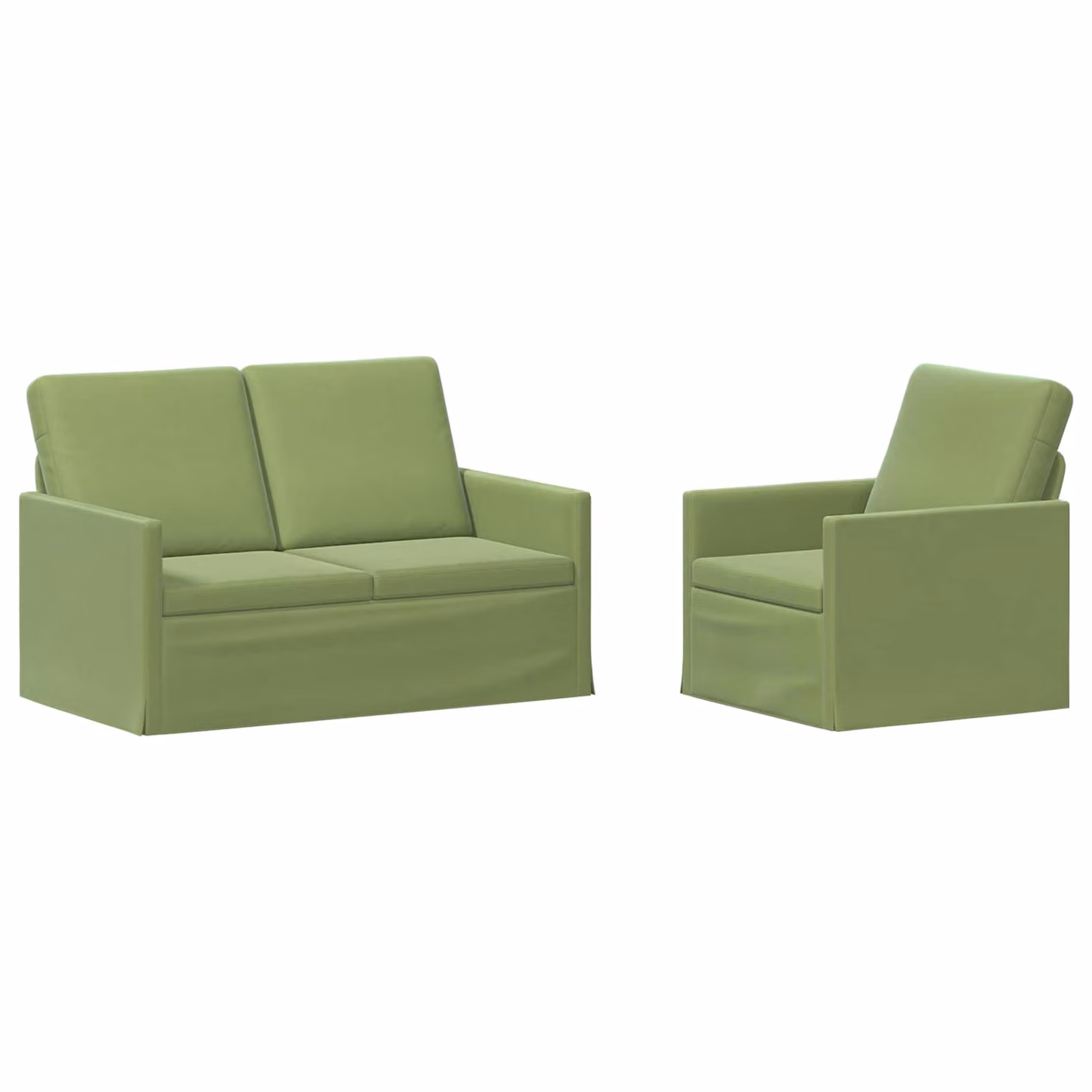 Set di 2 divani moderni vidaXL in velluto verde chiaro con struttura in metallo