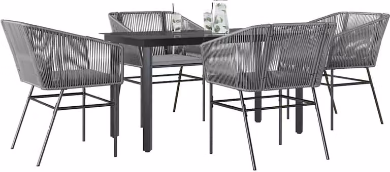 Maison Exclusive - Set da Pranzo da Giardino 5 pz con Cuscini Polyrattan Vetro