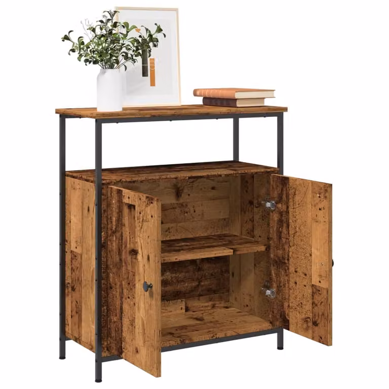 vidaXL Credenza in Legno e Metallo Stile Classico, Colore Marrone, L 70 cm x P 30 cm x H 80 cm