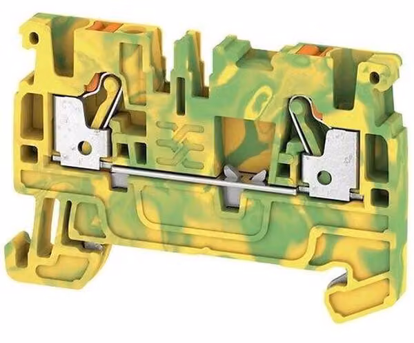 Morsetto per conduttore di protezione 2, 5qmm, gn/ge - Morsetto di messa a terra 1-p 5,1mm A2C 2.5 PE