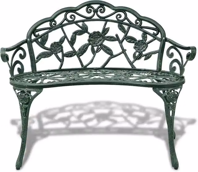 Panchina da giardino vidaXL in alluminio pressofuso verde con braccioli