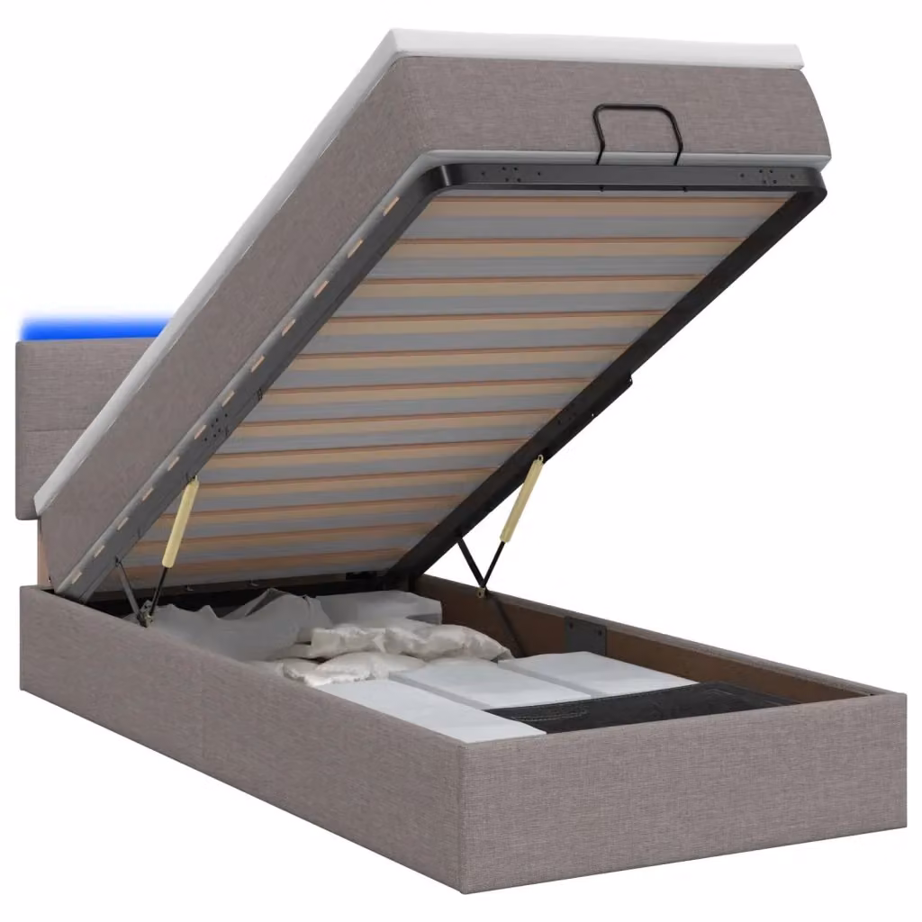 Letto Ottomano vidaXL con Materasso Ibrido, Illuminazione LED Sotto il Letto e Porte USB, L/P/H: 80 x 200 x 53 cm – 2