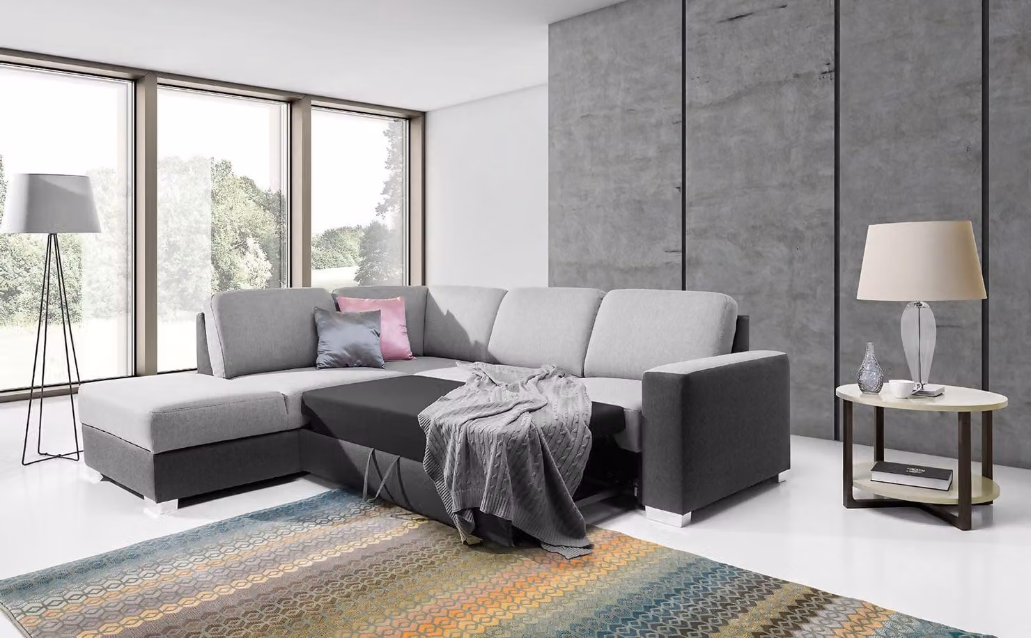 Wohnzimmer Funktions Couch Schlafsofa Sofa Polster Ecksofa Textl Sitz Garnitur