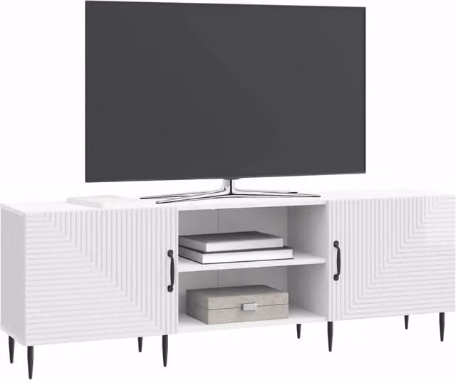 Mobile TV moderno Design In bianco lucido L: 150 cm, P: 31 cm, H: 50 cm – 1