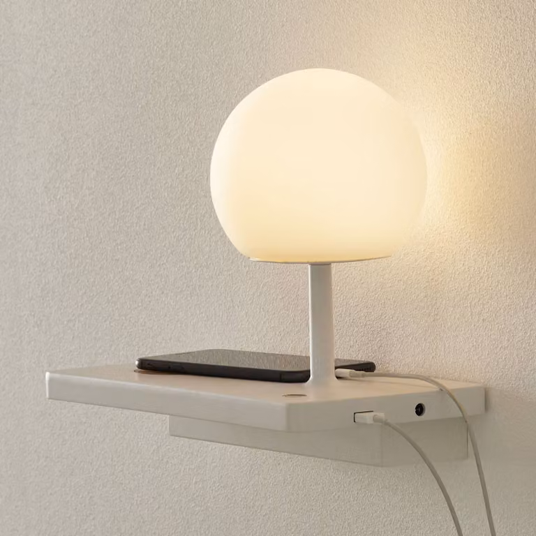 FARO BARCELONA Applique da parete a LED Niko, dimmerabile, Bianco / Opale, Camera da letto, Metallo, Scandinavo, Applique a LED