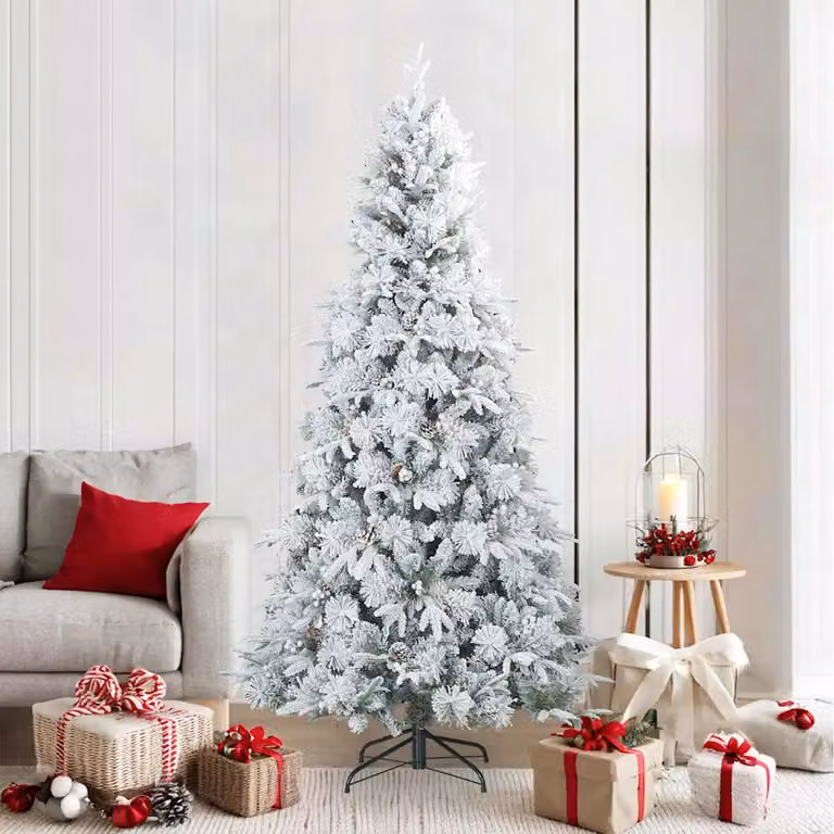 Albero di Natale artificiale snodato vidaXL bianco con effetto neve