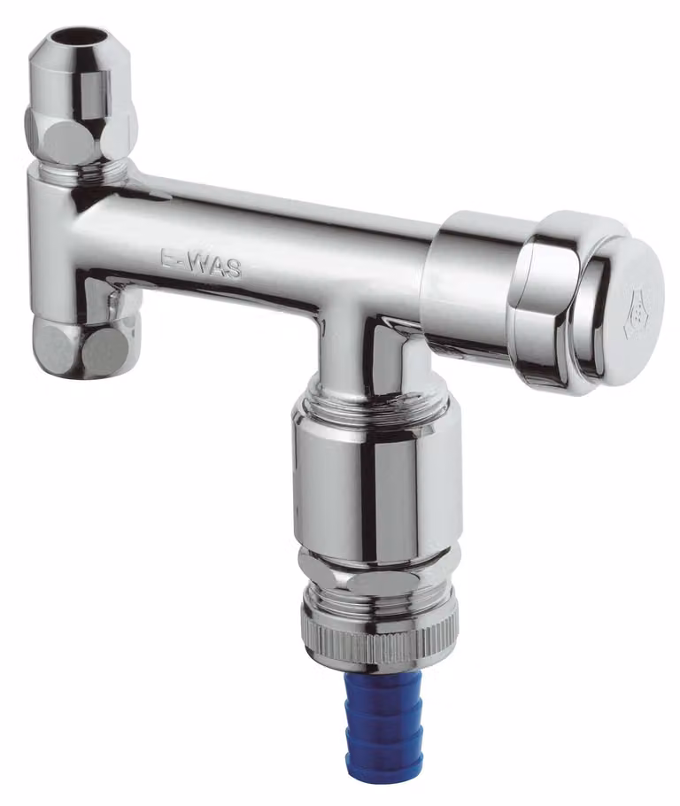Rubinetto per lavatrice con raccordo a T, in ottone, cromato, confezione da 1 pezzo