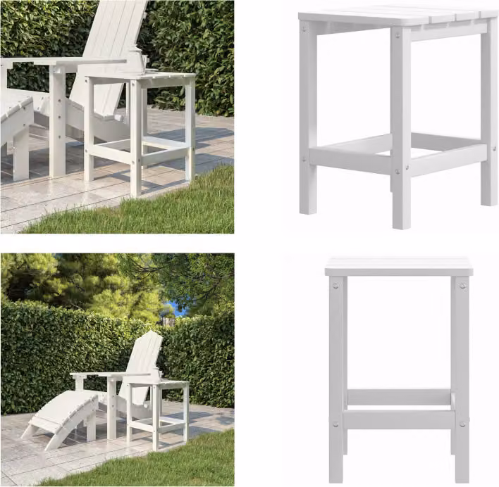 vidaXL Tavolo da giardino Adirondack Bianco 38x38x46 cm HDPE - Tavolo da giardino - Tavoli da giardino - Tavolo per giardino - Mobili da giardino