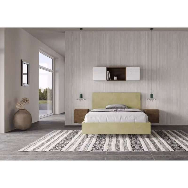 Letto imbottito con contenitore Ityhome Adele colore Tè verde in microfibra L: 130 cm, P: 200 cm, H: 145 cm – 2