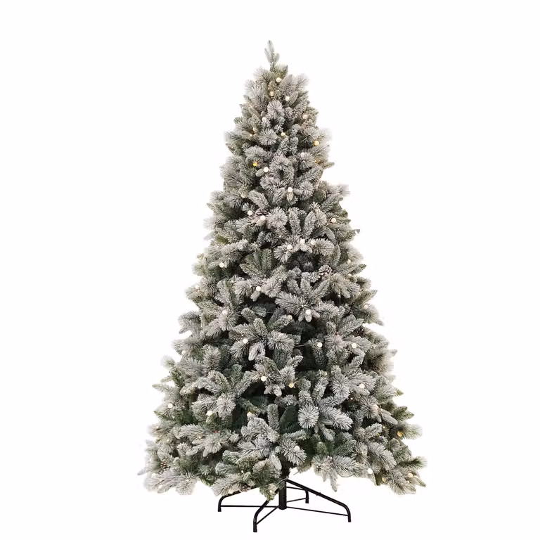 Albero di Natale Artificiale Innevato Dictrolux con 300 LED Bianco Caldo, Altezza: 210 cm, Diametro alla base: 130 cm